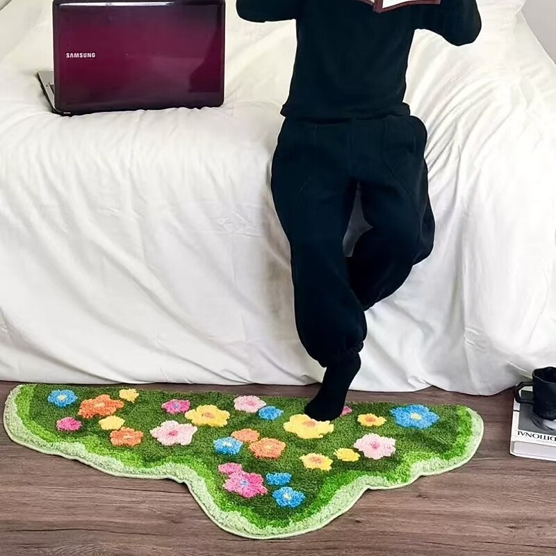 Floral Irregular Velvet Doormat Kitchen Mat Floor Mat Non-Slip Area Rug Oil Proof Rug Indoor Outdoor Mat Bedroom Decor Bathroom Mat Entrance Rug2