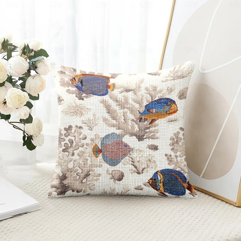Undersea Fishes Decorative Toss Pillows Cover 1PC Soft Square Couch Cushion Case Pillowcase for Bedroom Livingroom Sofa Chair