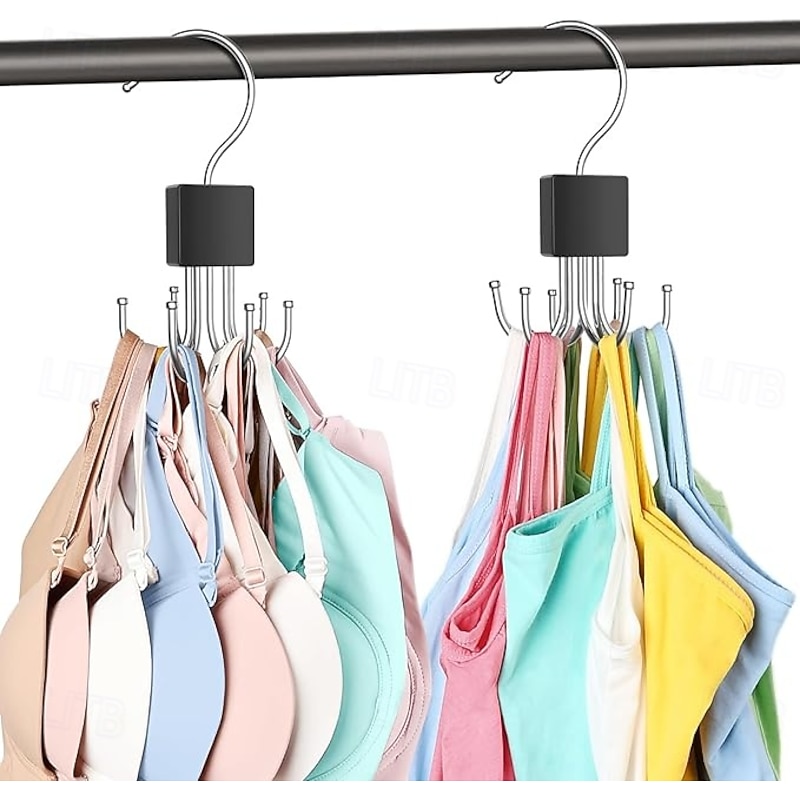 2 Pack Tank Top Hanger Bra Hangers for Closet Organizer Max 36 Storage Capacity Space Saving 360Rotatable Metal Bra Organizer Closet Organizers and Storage for Tank Top Bras Scarf Purse etc.