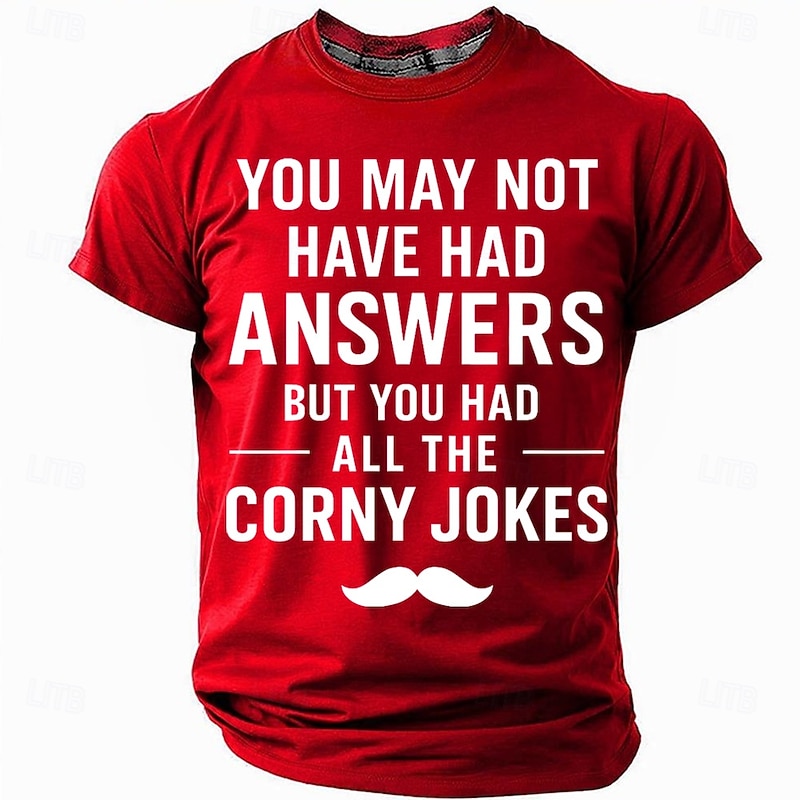 Men's Dad Jokes T Shirt Short Sleeve T shirt 3D Print Crew Neck Shirt Fashion Daily Basic Street Casual Daily Black White Red Summer Spring All Seasons Clothing Apparel S M L XL XXL XXXL