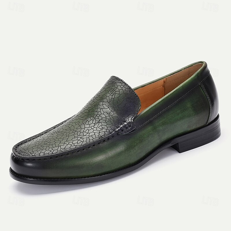 Men's Black Leather Loafers with Woven Design – Kentucky Derby Shoes for Elegant and Formal Events2