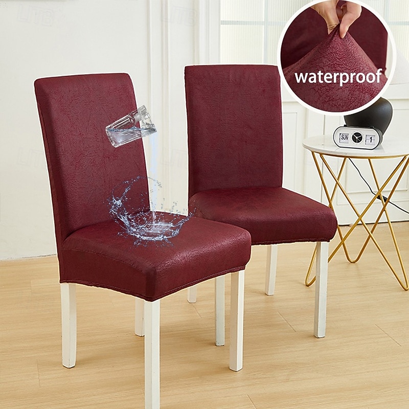 PU Leather fabric solid color chair cover waterproof Dining seat Chair Covers Hotel Banquet wedding Seat Covers Chair Protector
