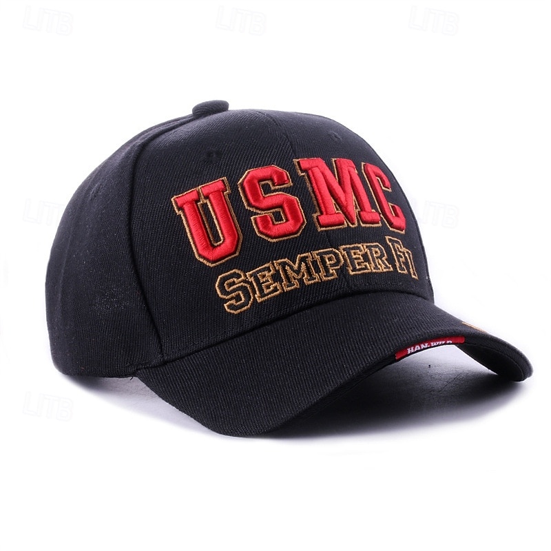 Men's Baseball Cap Sun Hat Trucker Hat Black Red Cotton Blend Embroidered Fashion Casual Daily School Wear Letter Adjustable Sunscreen Breathable3