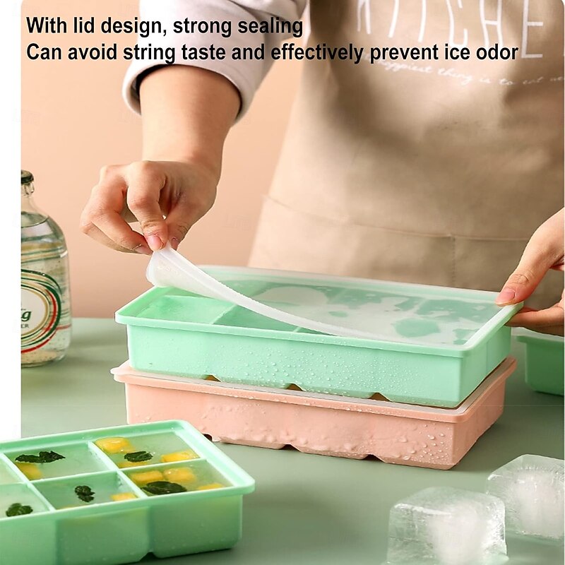 Ice Ball Maker Mold, Giants Square Ice Cubes Maker Reusable BPA Free Ice Moulds, Caramel Candy Silicone Molds4
