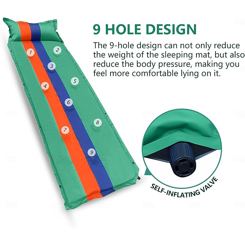 Sleeping Pad for Camping, Lightweight Memory Foam Camping Mattress with Pillow, Self Inflating Camping Pad 3cm Thick Foam, Air Mattress Inflatable Sleeping Mat for Backpacking,Hiking2