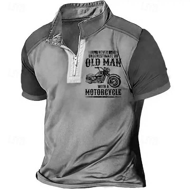 Men's Funny Zip Polo Shirts Golf Shirt Short Sleeve Polo Shirts Collared Shirts Vintage Casual Streetwear Festival Wear Party Outfits 3D Print Quarter Zip Polo Blue Green Khaki3