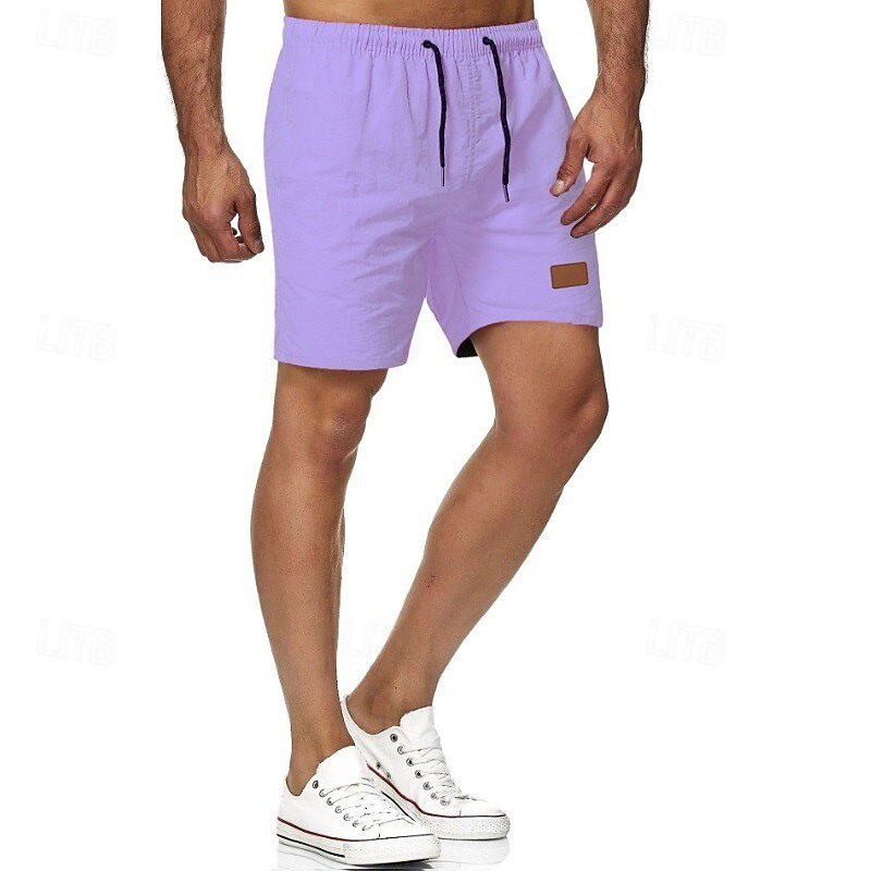 Men's Swim Shorts Shorts Summer Shorts Casual Shorts Pocket Drawstring Elastic Waist Plain Comfort Breathable Short Outdoor Vacation Sport Casual Black White4