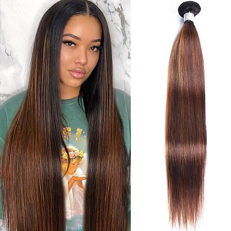 1 Bundle Human Hair Extension Hair T1B-4/30# Straight Hair 12-28 Inches4
