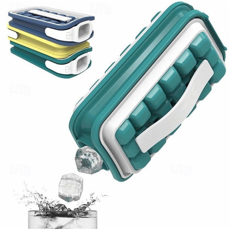 Silicone Ice Tray 4 IN 1 - DISPENSER - MAKER - BIN - ICE PACK - Make And Serve Ice Without Ever Touching The Ice - The Sanitary Silicone Ice Tray for Freezer With Lid - Ice Cube