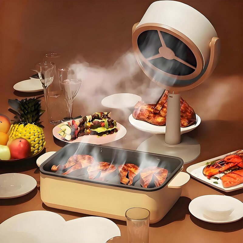 Portable Range Hood, Mini Smoke Extractor for Home Kitchen, High Suction Small Indoor Vent Hood for Hot Pot BBQ Cooking, Includes 2 Replaceable Filters, Smoke Purifier for Indoors2