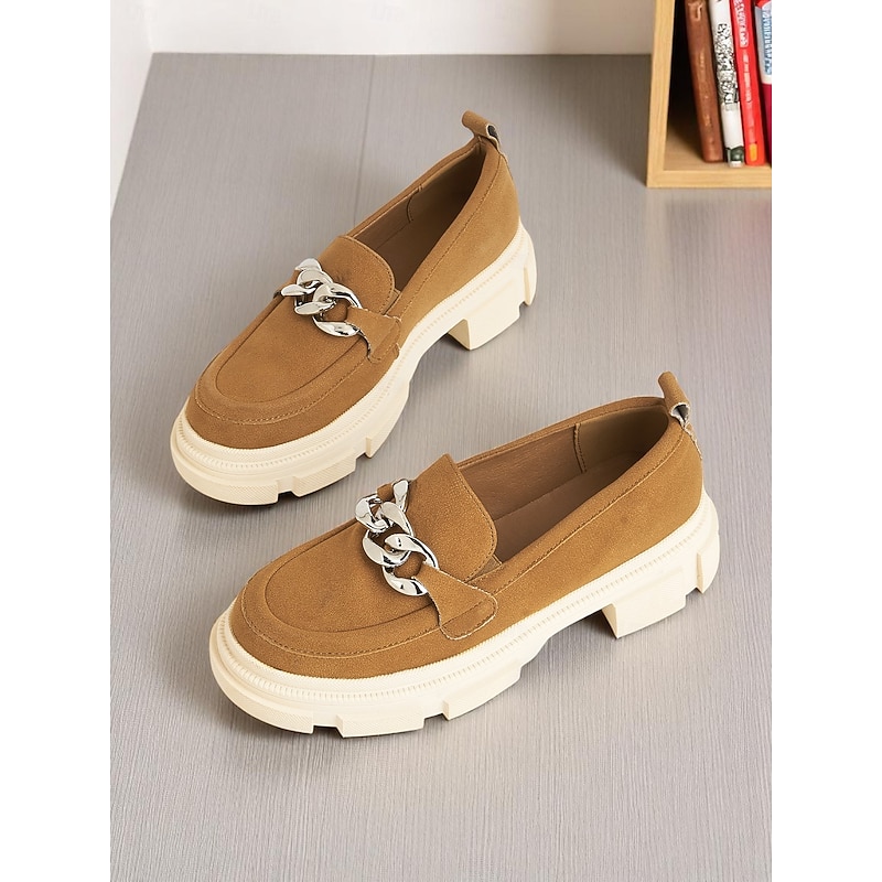 Women's Platform Loafers with Chain Detail – Trendy & Fashionable Style for Workdays & Semi-formal Occasions4