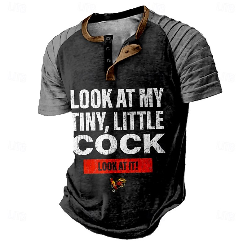 Men's Funny Slang Henley Shirt Raglan T Shirt Short Sleeve T shirt Henley Shirt Fashion Designer Casual Vacation Street Casual Black Blue Summer Spring All Seasons Clothing Apparel S M L XL XXL XXXL