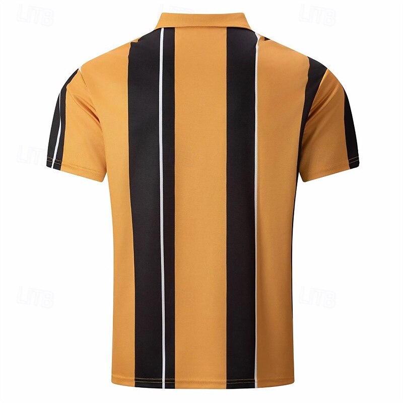 Men's Golf Shirt Golf Polos Shirts Work Casual Turndown Short Sleeve Basic Modern Color Block Patchwork Buttons Summer Regular Fit Yellow Golf Shirt4