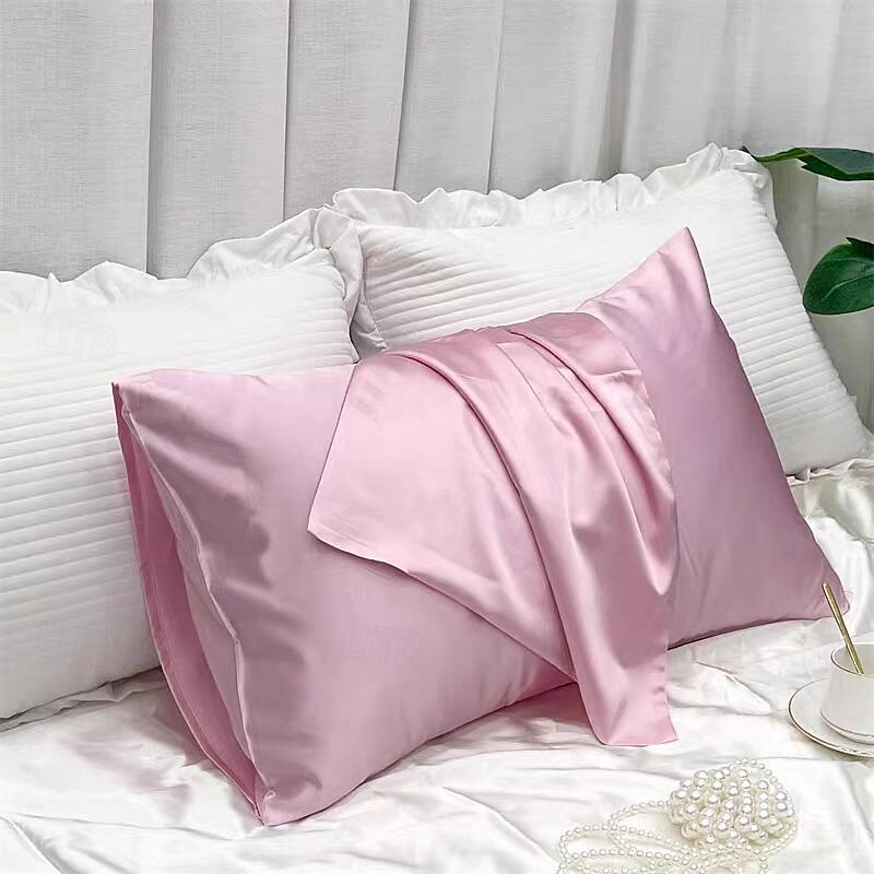 Imitation Silk Solid Color Pillowcase Envelope Pillowcase4