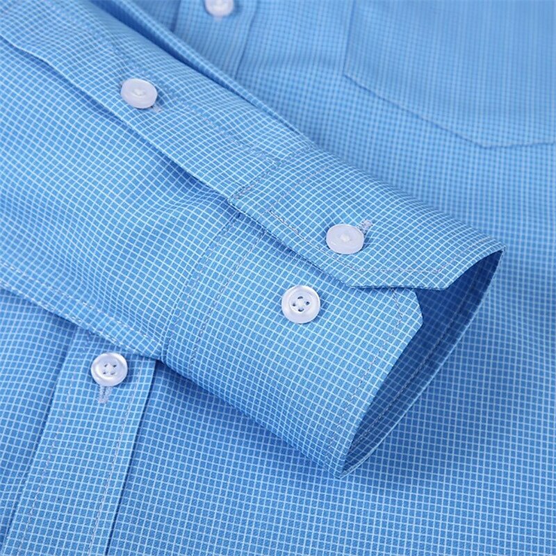 Men's Shirt Dress Shirt Button Up Shirt Plaid / Check Wedding Daily Pink Red Blue Sky Blue Long Sleeve Turndown Spring &  Fall Clothing Apparel Pocket3