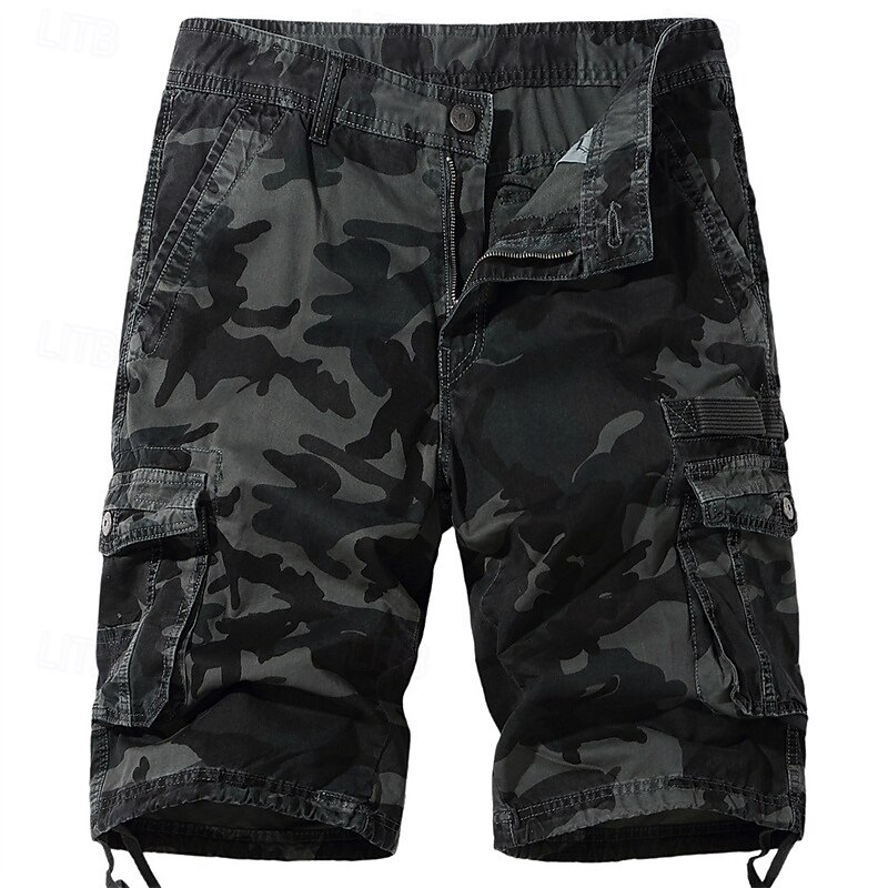Men's Cargo Shorts Shorts Summer Shorts Multi Pocket Flap Pocket Camo Comfort Wearable Knee Length Outdoor Sport Daily Fashion Casual Camouflage - Army Green Light Grey2