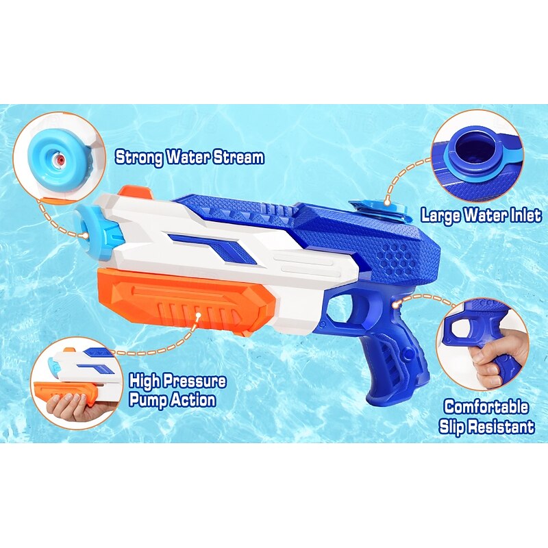4 Pack Water Gun for Kids Adults Squirt Blasters Super Water Gun Soaker with Long Range High Capacity for Boys Girls Summer Swimming Pool Beach Outdoor Water Fighting Play Toys Party Favors(Random)3