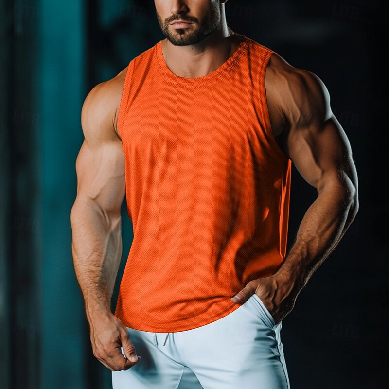 Men's Tank Top Vest Undershirt Sleeveless Shirt Sleeveless Round Neck Crewneck Summer Plain Fashion Classic Casual Mesh Street Casual Sports Black White Light Green Top Tee for Men2