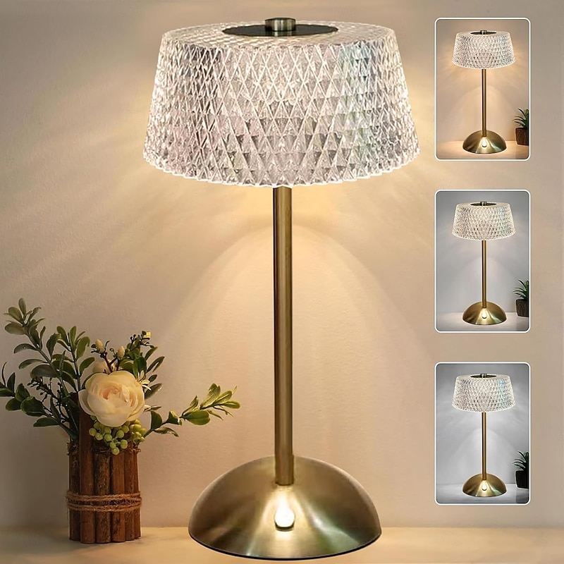 Multifunctional LED Table Lamp 3 Colors Dimmable USB Rechargeable Bedside Lamp for Bedroom Bedside Dining Room Living Room Office Dormitory Lighting Night Light