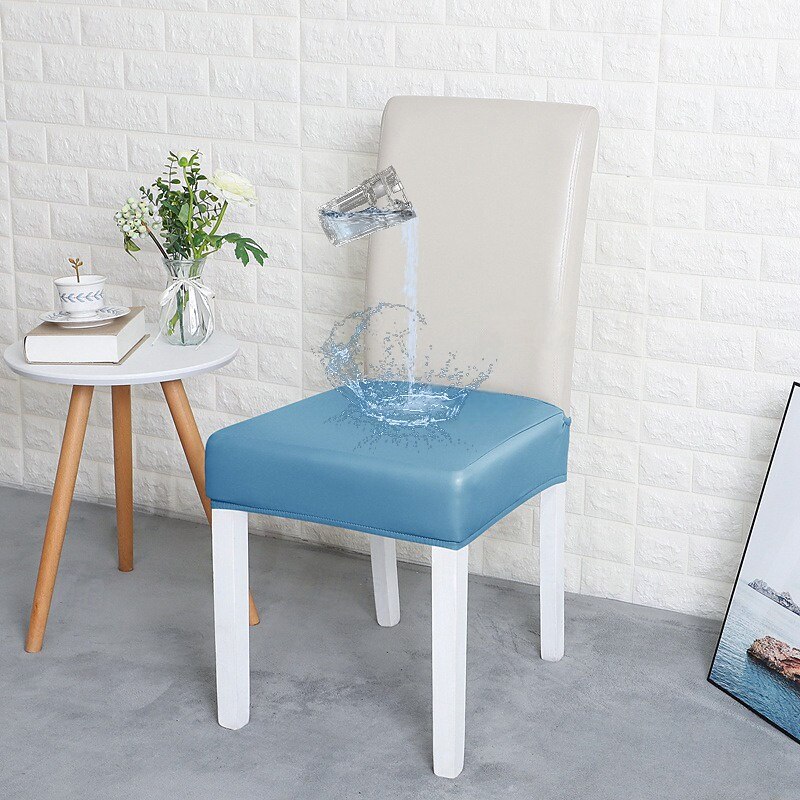 Waterproof Seat Covers for Dining Room Chairs Pu Leather Chair Seat Slipcovers No Rear Covers  Removable Washable Chair Protctor