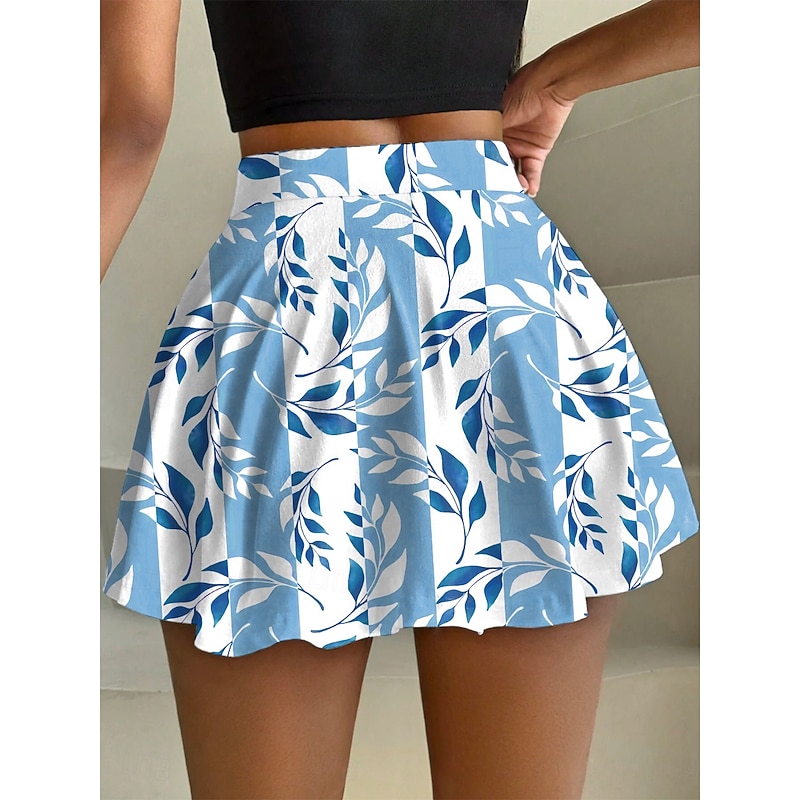 Women's Short Skirt culottes Slim Fashion Casual Mini High Waist Skirts Graphic Floral Stretchy Daily Amethyst Blue Green Khaki Summer Knit Polyester2