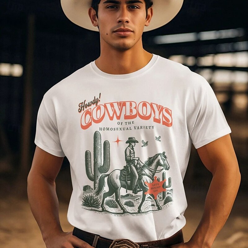 rainbow Brokeback Mountain Cowboy LGBTQ T-shirt Pride Shirts Pride Graphic For Couple's Men's Women's Adults' Masquerade Hot Stamping Pride Parade Pride Month