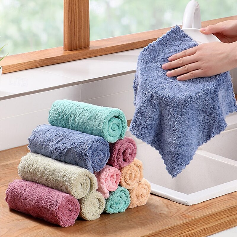 5/10pcs Coral Fleece Makeup Remover Towels, Soft Absorbent Face Wiping Cloths, Non-Shedding Travel Washcloths for Bathroom, Kitchen, Outdoor Use