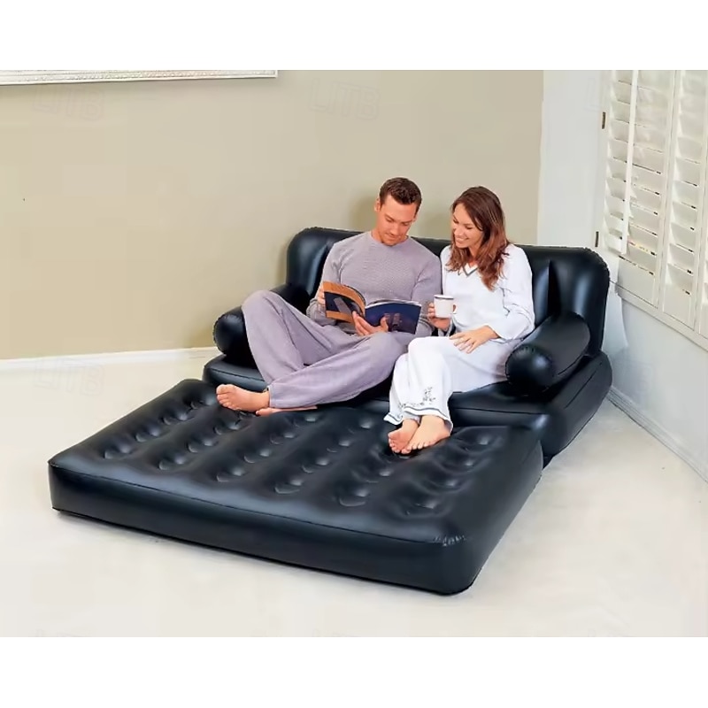 Inflatable Chair Air Couch with Air Pump Camping Air Mattress Blow Up Inflatable Sofa Bed with Backrest MultiMode Use Easy to Storage
