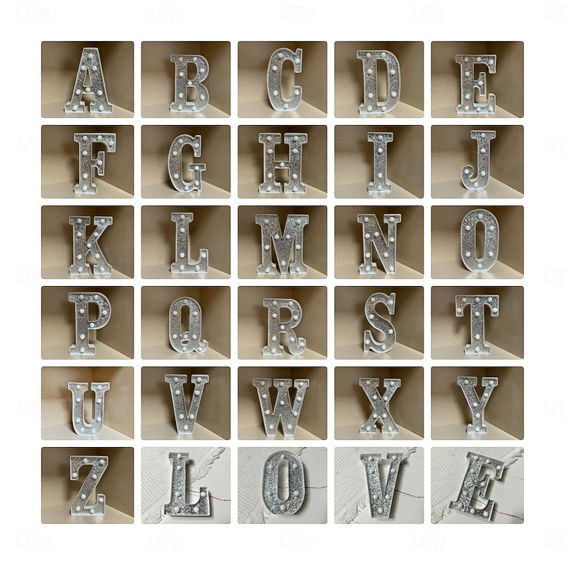 21CM Warm Light Led Letter Shape Light Colorful Silver Pink