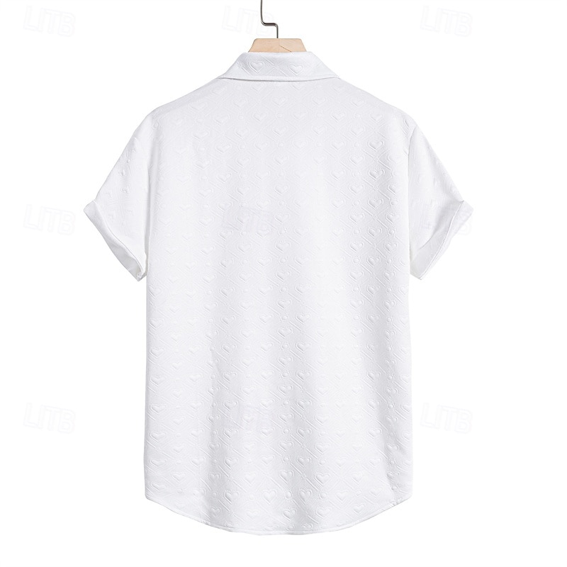 Men's Shirt Summer Shirt Casual Shirt Beach Shirt Button Up Shirt White Short Sleeve Solid / Plain Color Lapel Vacation Hawaiian Clothing Apparel Polyester Fashion Casual Comfortable2