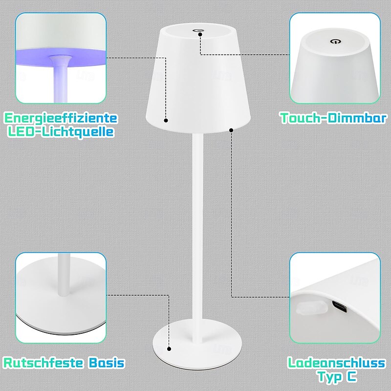 1 Pc All Aluminum RGB Metal Desk Lamp USB Charging Bedroom Bedhead Indoor/Outdoor Atmosphere Light Touch Dimming Endless Dimming3