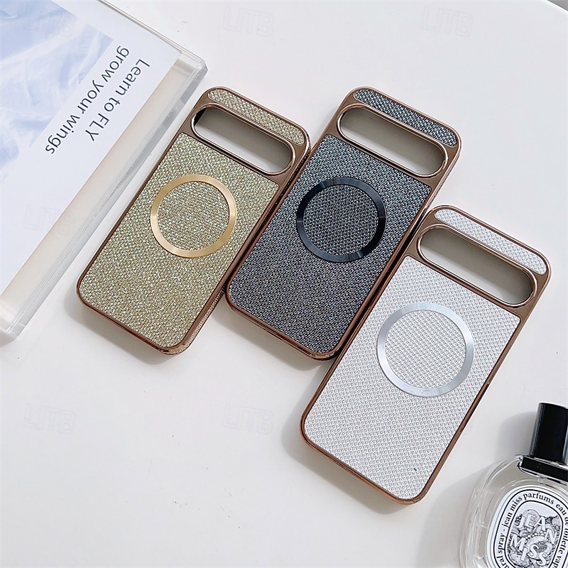 Phone Case For Google Pixel 9 Pro Pixel 9 Pro XL Pixel 8 Pro Pixel 8 Pixel 9 Back Cover Magnetic Adsorption Magnetic Support Wireless Charging Shockproof Color Gradient Geometric Pattern PC PU Leather4