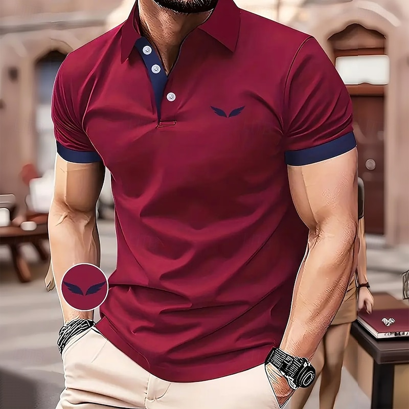 Men's Graphic Polo Short Sleeve Polo Shirts Collared Shirts Business Casual School Outdoor Athleisure Daily Wear 3D Print Summer Black Red Blue3