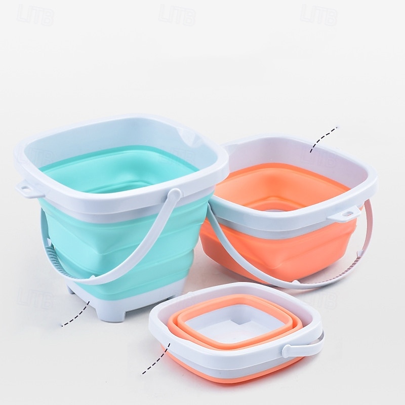 Foldable Pail Bucket 2L Silicone Collapsible Easter Buckets for Kids Multi Purpose for Fun Summer Activities Camping Gear Beach Essentials3