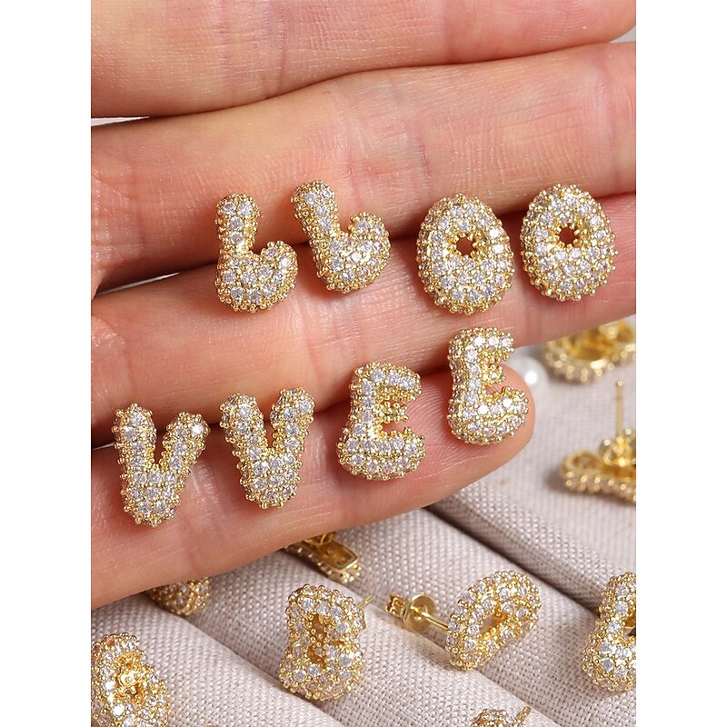 Gold Rhinestone Initial Stud Earrings - Women's Personalized Sparkling Letter Earrings, Sparkling A-Z Crystal Jewelry, Perfect for Daily Wear, Graduation Gift, Mother's Day Gift and Party4