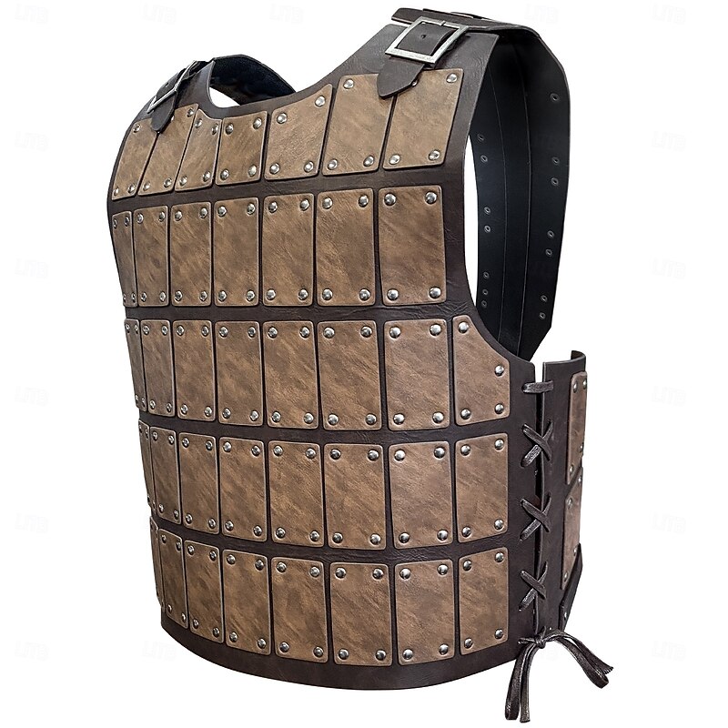 Retro Vintage Medieval Renaissance Armor Masquerade Chest Guard Warrior Viking Shieldmaiden Rivet Solid Color Fancy Dress Men's Viking Halloween Carnival Masquerade Performance Halloween Masquerade