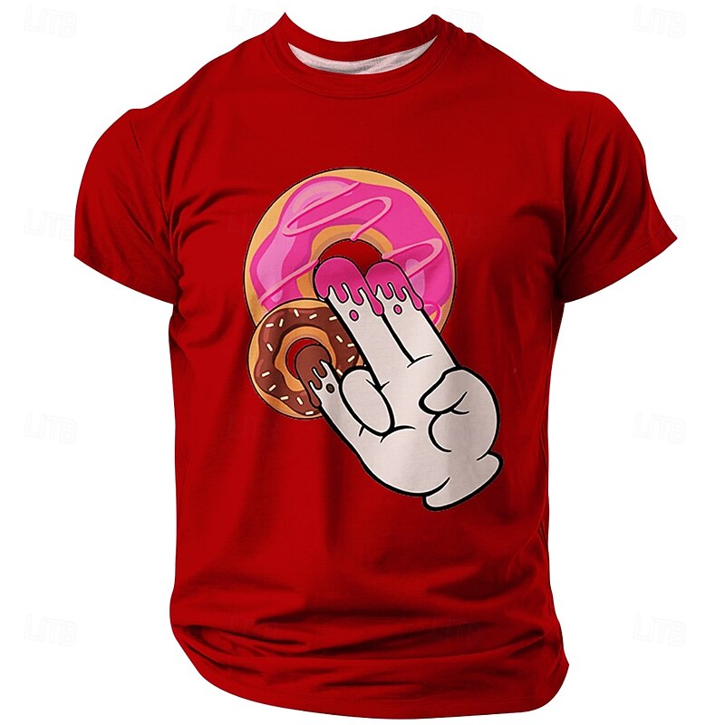 Men's Funny Glazed Donut Fingers Graphic T-Shirt - Humorous Innuendo Pun Design3