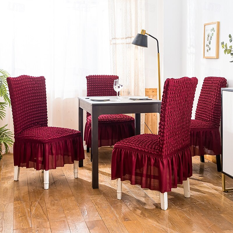 1/2/4/6 Piece Chair Covers Universal Elastic Dining Chair Covers With Skirts Detachable Parsons Chair Covers for Kitchen Wedding Banquets Durable Washable Highly Elastic Stretchable And Easy-to-4