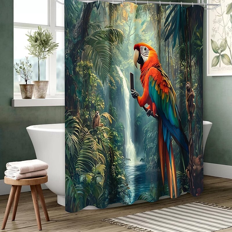 Shower Curtain with 12 Hooks 180cm*180cm(70