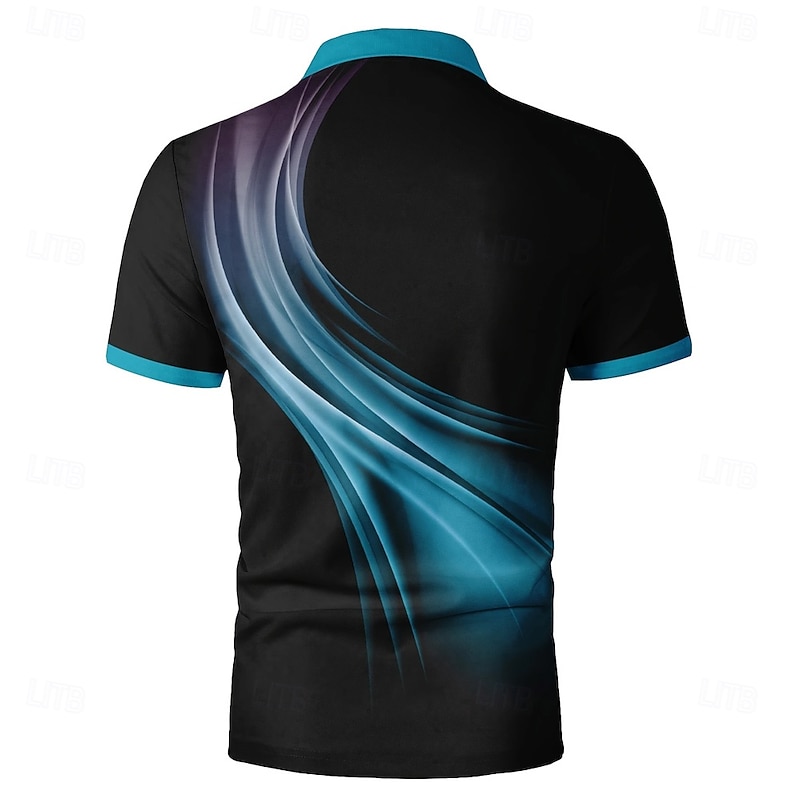 Men's Geometic Line Polo Short Sleeve Polo Shirts Collared Shirts Business Casual Outdoor Athleisure Daily Wear 3D Print Summer Red Blue Purple3