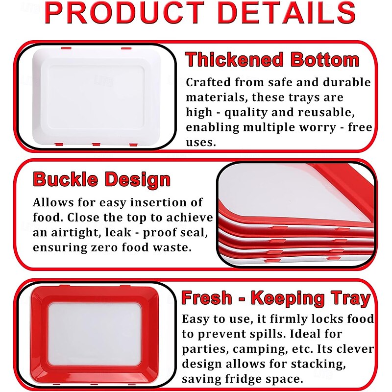 Food Preservation Trays, Reusable Food Storage Tray, Stackable Food Trays with Stretch Cover for Various Foods4