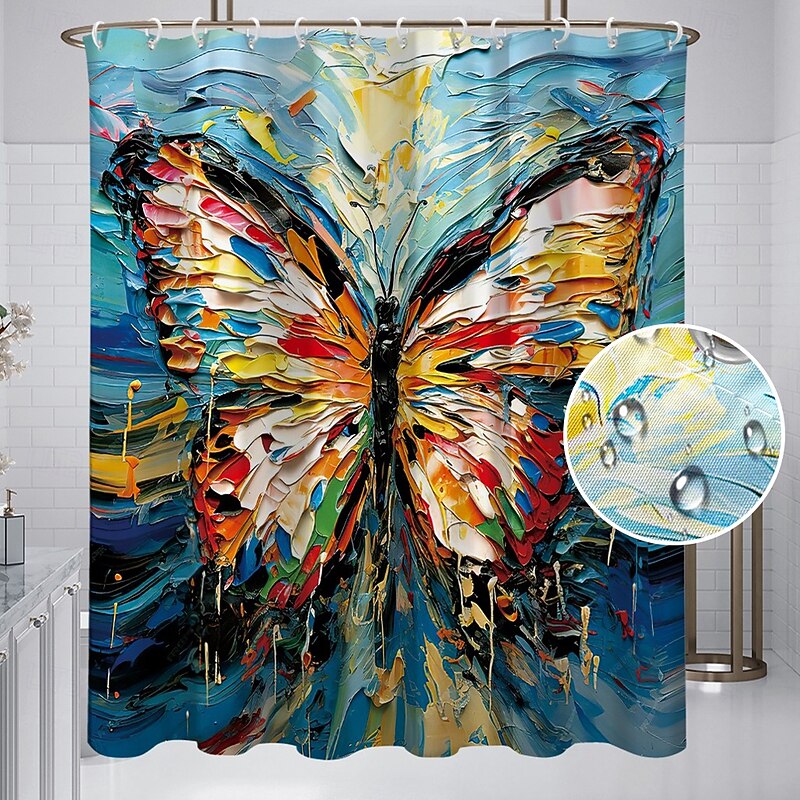 Shower Curtain with Hooks 180cm*180cm(70