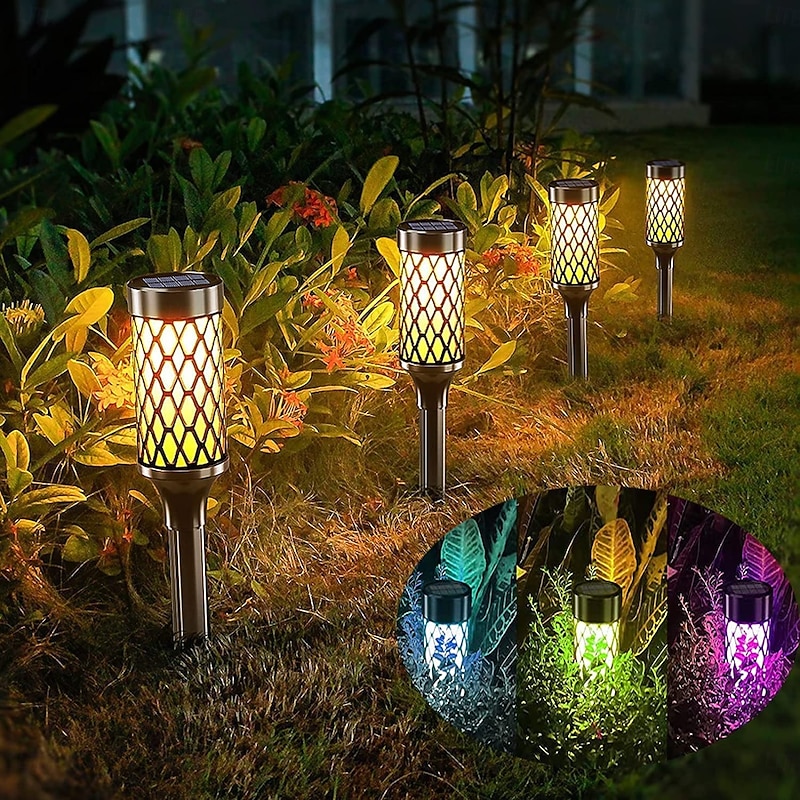 2 Pcs Outdoor Waterproof Solar Plug in Light Courtyard Garden Lawn Path Park Landscape Light Decorative Light RGB Warm Light Adjustable2
