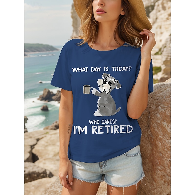 Women's T Shirt Graphic Dog Letter Vintage Stylish Classic Short Sleeve Crew Neck Round Neck Regular Tops Daily Print Black Wine Blue Green Summer Spring4