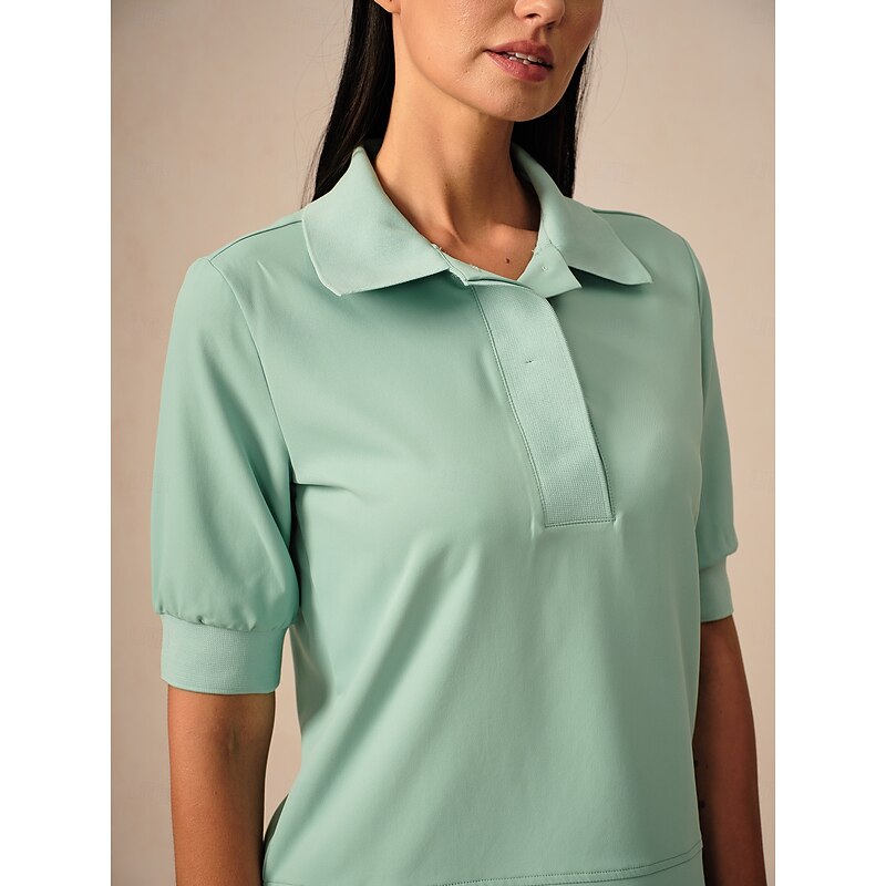 Women's Golf Polo Shirt Black White Dusty Rose Short Sleeve Shirt Ladies Golf Attire Clothes Outfits Wear Apparel3