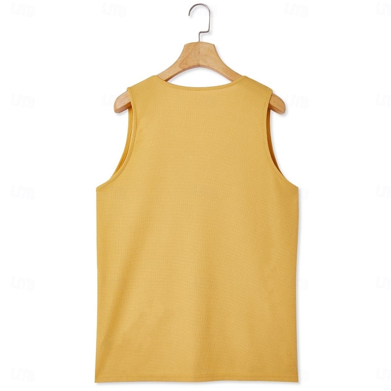 Men's Waffle Tank Top Tank Top Vest Undershirt Sleeveless V Neck Summer Plain Fashion Sporty Classic Street Casual Sports White Yellow Blue Top Tee for Men2
