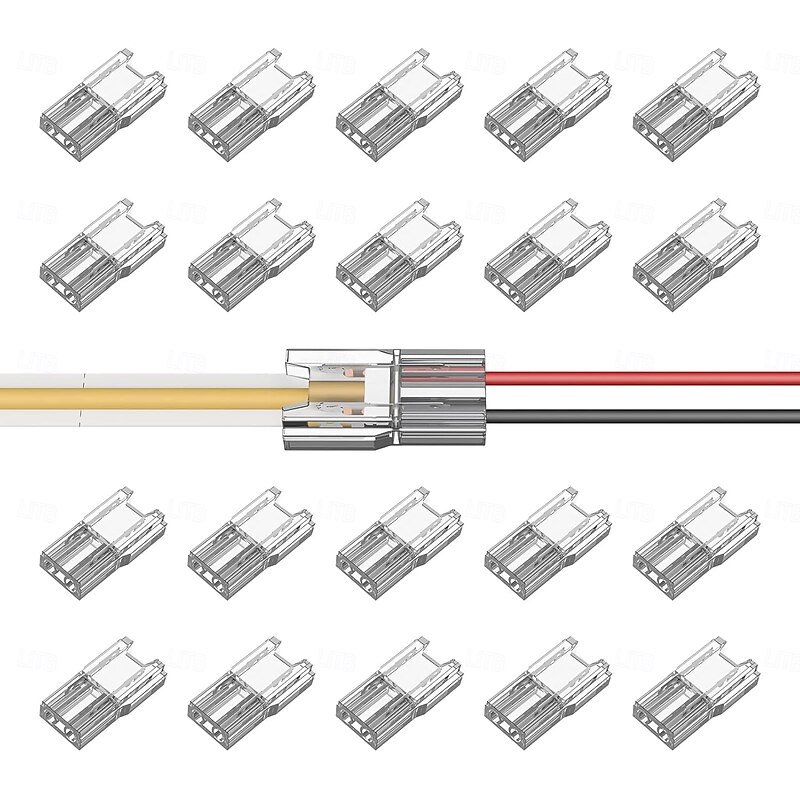COB LED Strip Connectors 10 PCS 20 PCS 5mm 8mm 10mm 2-pin LED Strip Connectors LED Tape Connectors Transparent Solderless no Dark Areas Suitable for LED Light Connectors DIY COB/SMD3