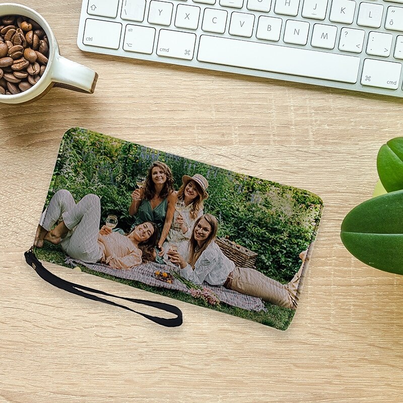 Personalized Photo Wallet Custom Best Gift for Mom – Engraved Pink Leather Wallet, Ideal for Anniversaries, Birthdays, or Christmas
