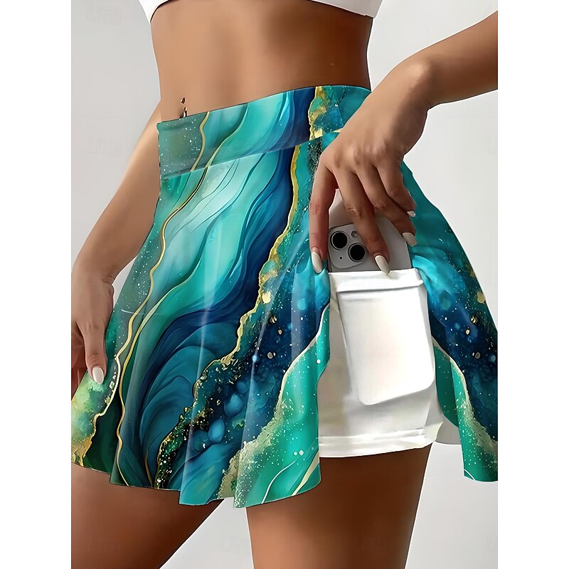 Women's Short Skirt culottes Mini Skirt Casual Mini Mid Waist Skirts Graphic Stretchy Vacation Daily Light Green Pink Blue Green Summer Polyester4