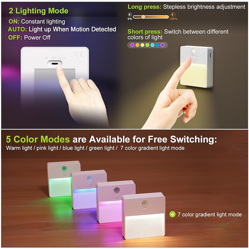 1 Pc new product human body sensing intelligent charging night light RGB dimming magnetic small night light bathroom corridor kitchen lighting2